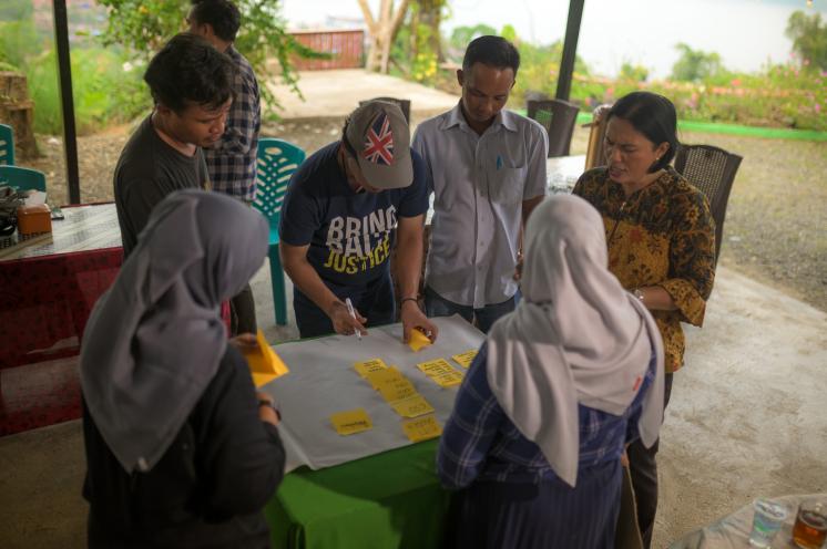 Community members participating in a workshop as part of the "Engaging communities in a just transition" project
